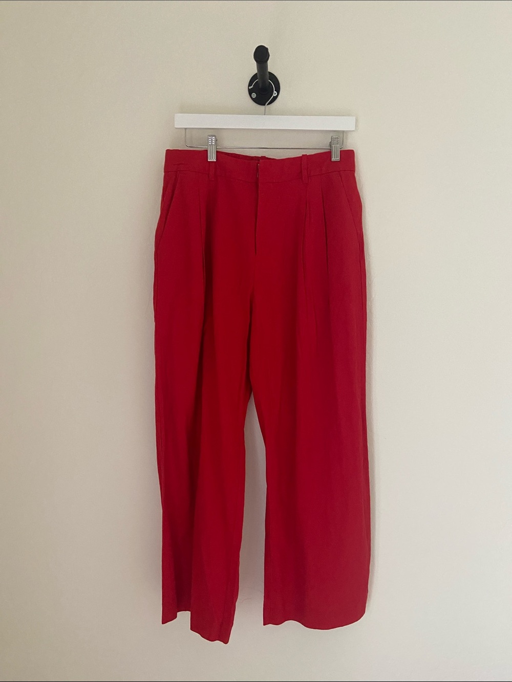 GAP | Red “365” High-Rise Linen-Blend Trousers Size 10P